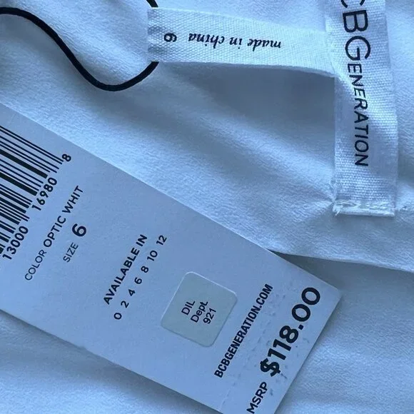 NWT BCBGeneration Mini Fit and Flare Dress in Optic White Size 6 - Picture 7 of 8